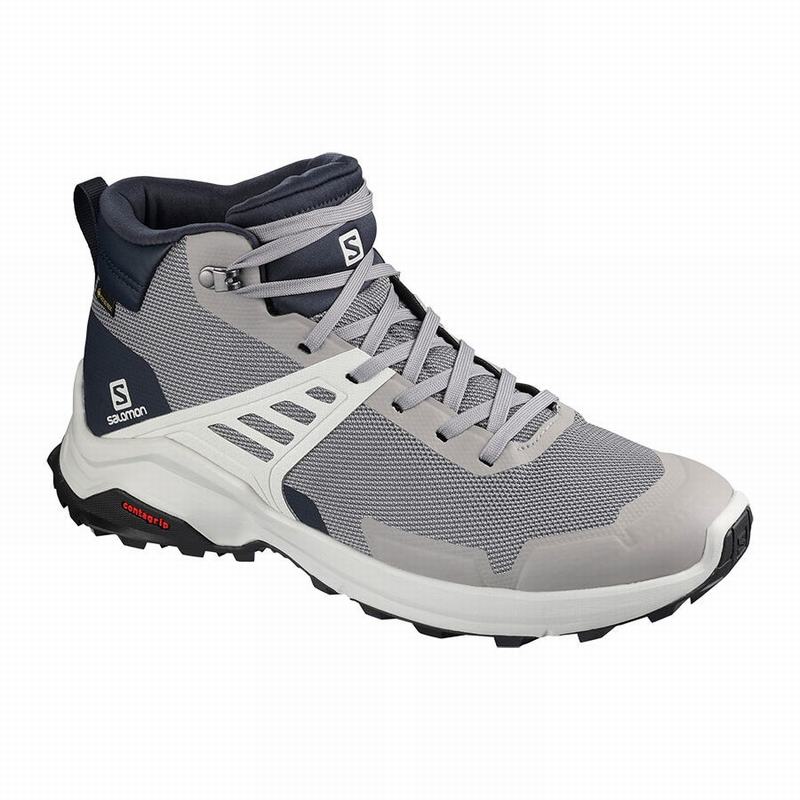 Buty Trekkingowe Męskie Salomon X RAISE MID GORE-TEX - Szare / Granatowe - Polska (485-WJGRUP)